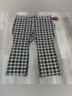 IMAN Black & White Plaid Boot Cut Pants